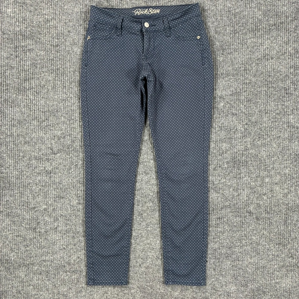 Old Navy Rockstar Skinny Jeans Womens Size 6 Blue Polka Dot Stretch Low Rise